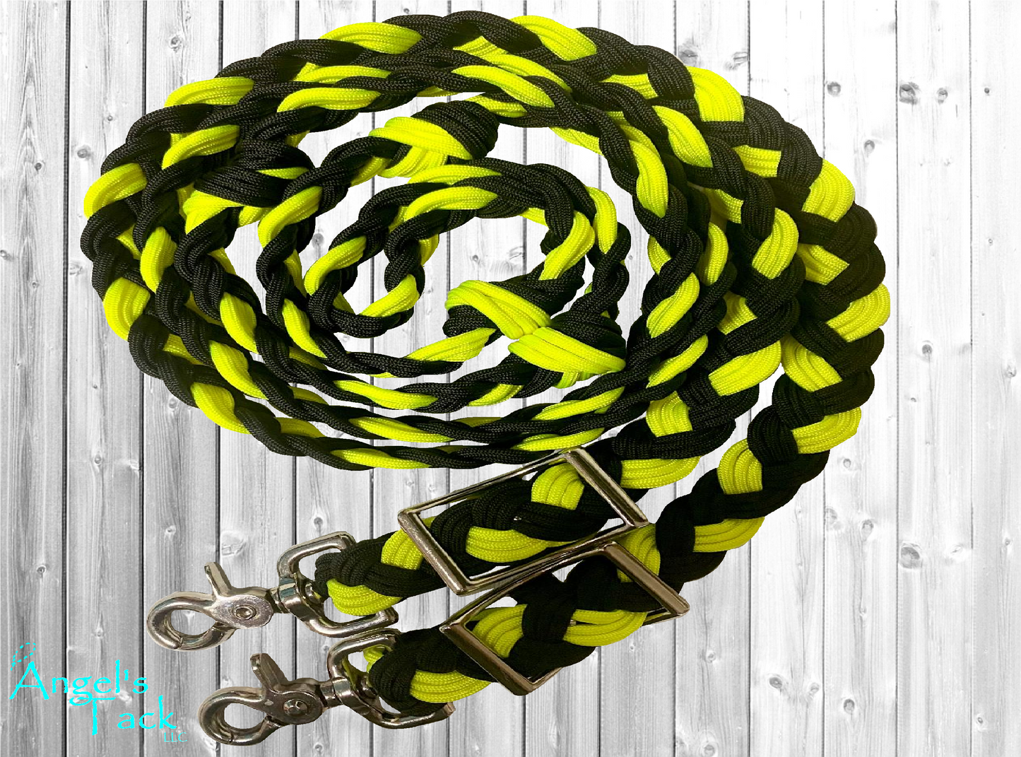 Neon yellow and black barrel reins