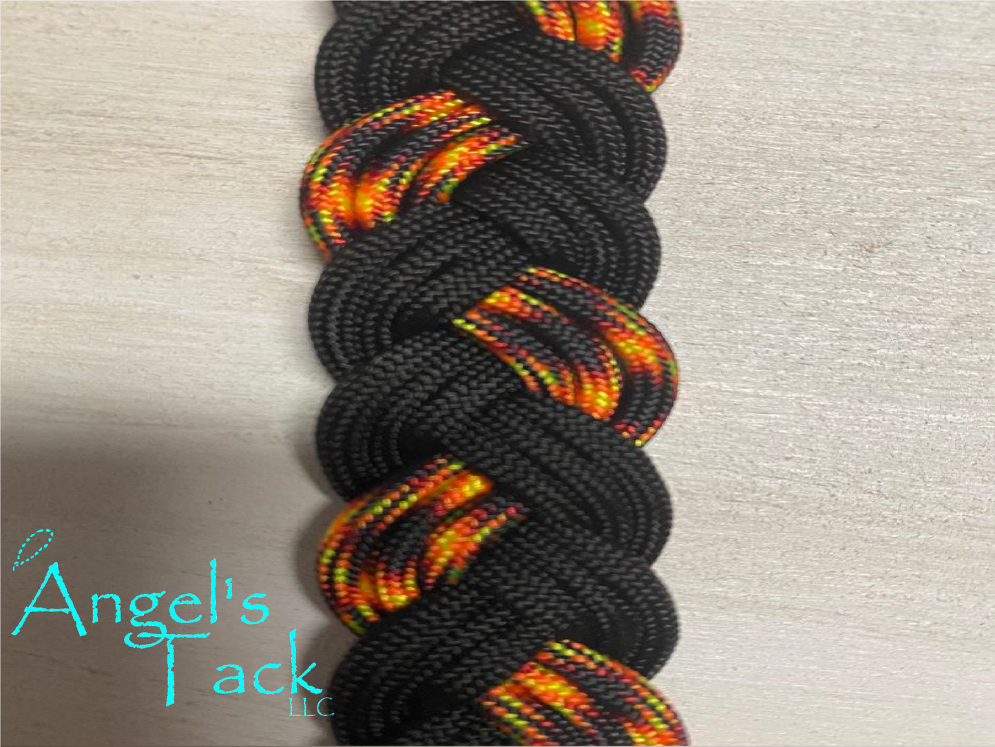 Flame barrel reins, close up