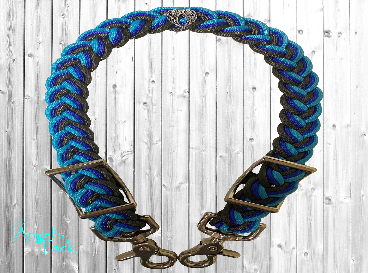 Blue and grey wither strap