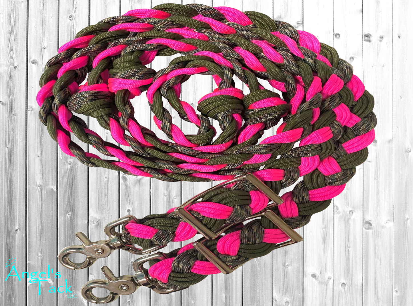 Hot pink camo barrel reins