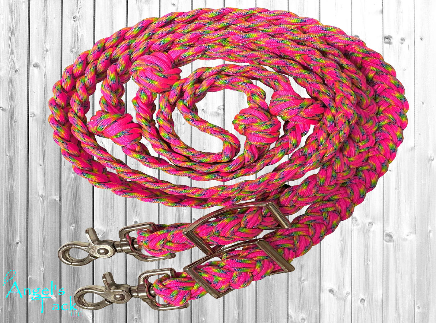 Hot pink barrel reins