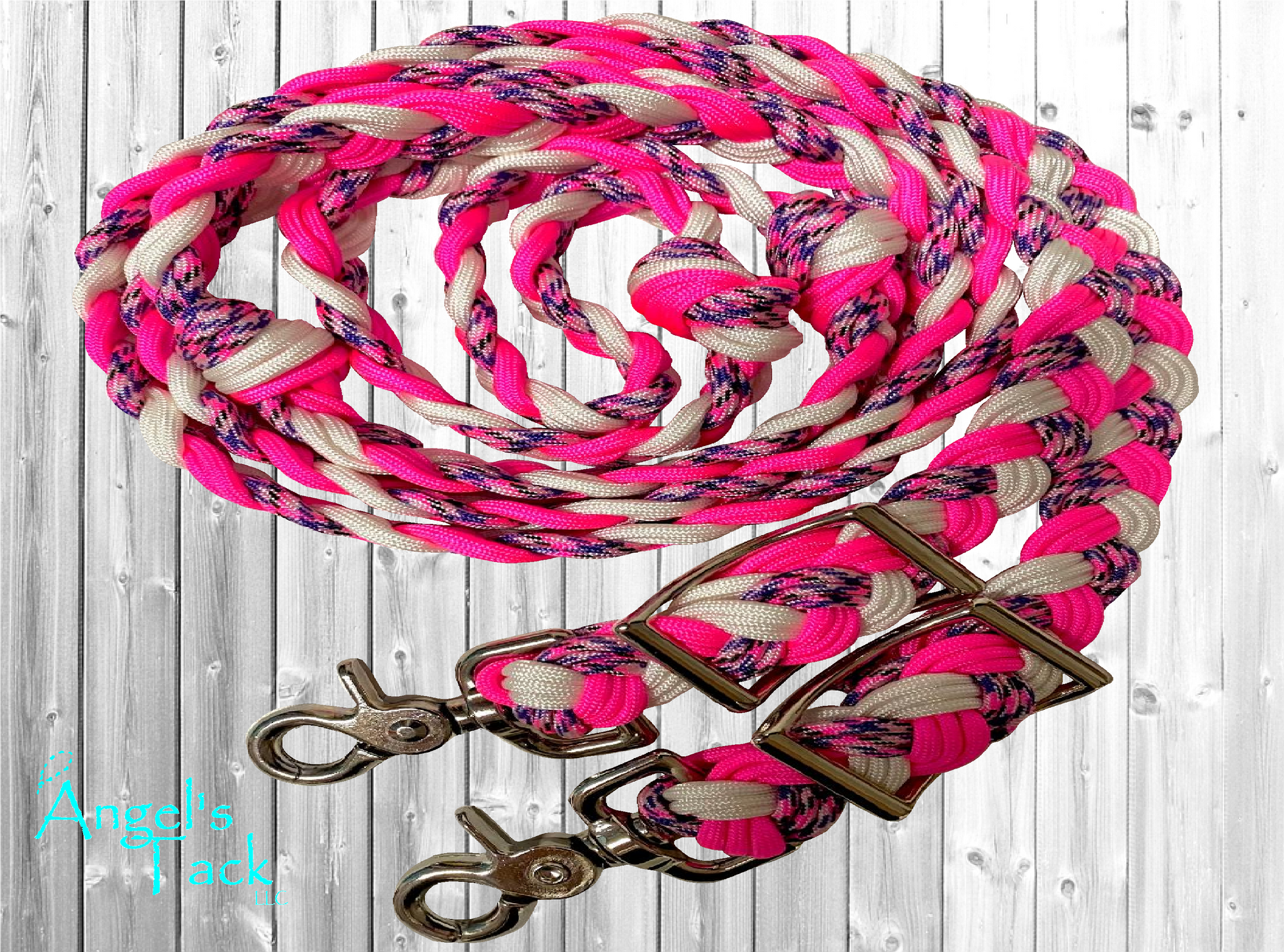 Hot pink purple and white barrel reins