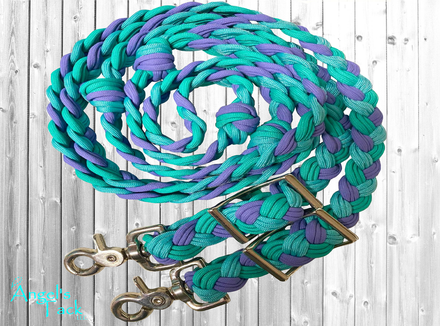 Turquoise teal and purple barrel reins