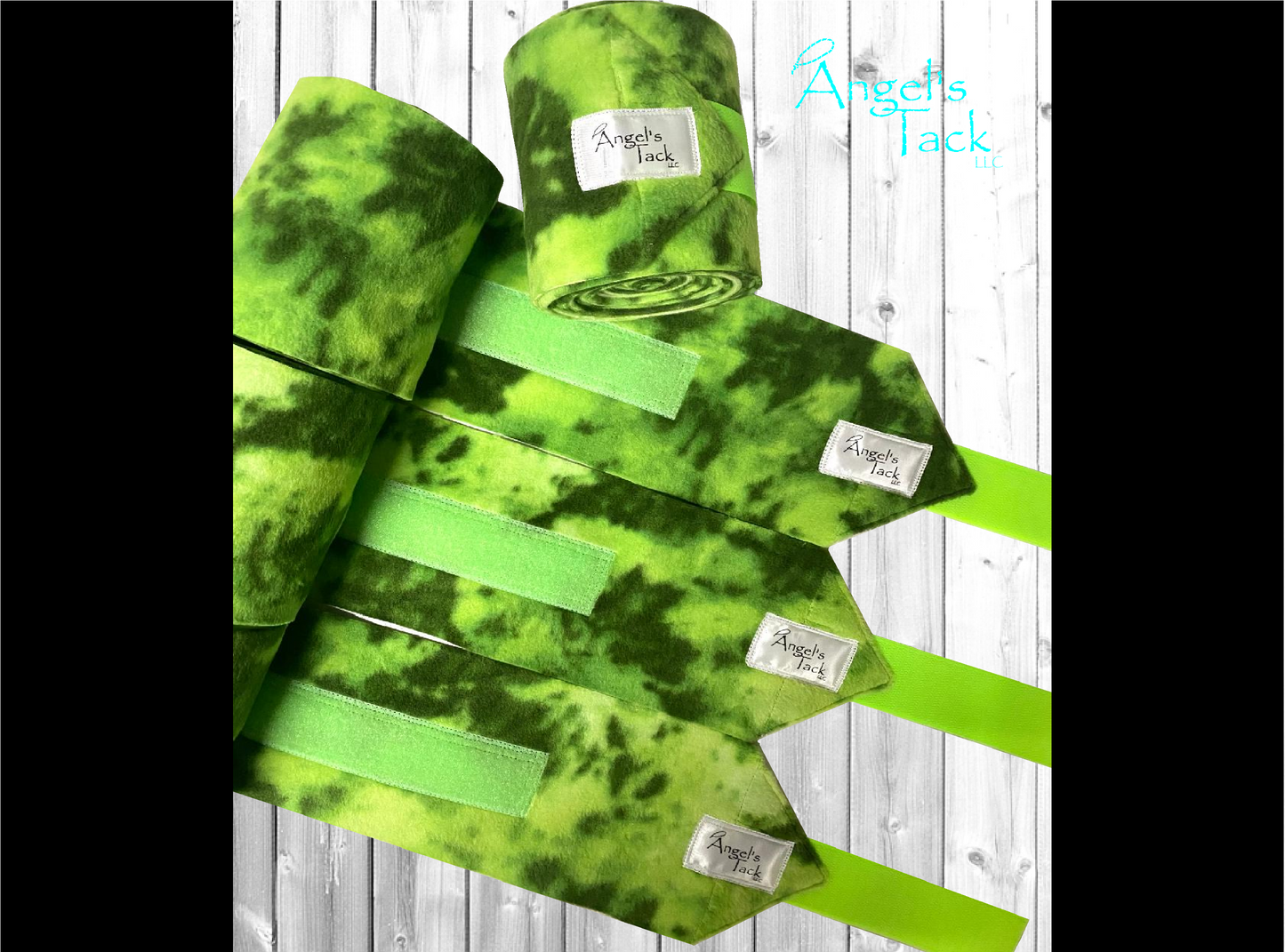 Neon green polo wraps, unrolled