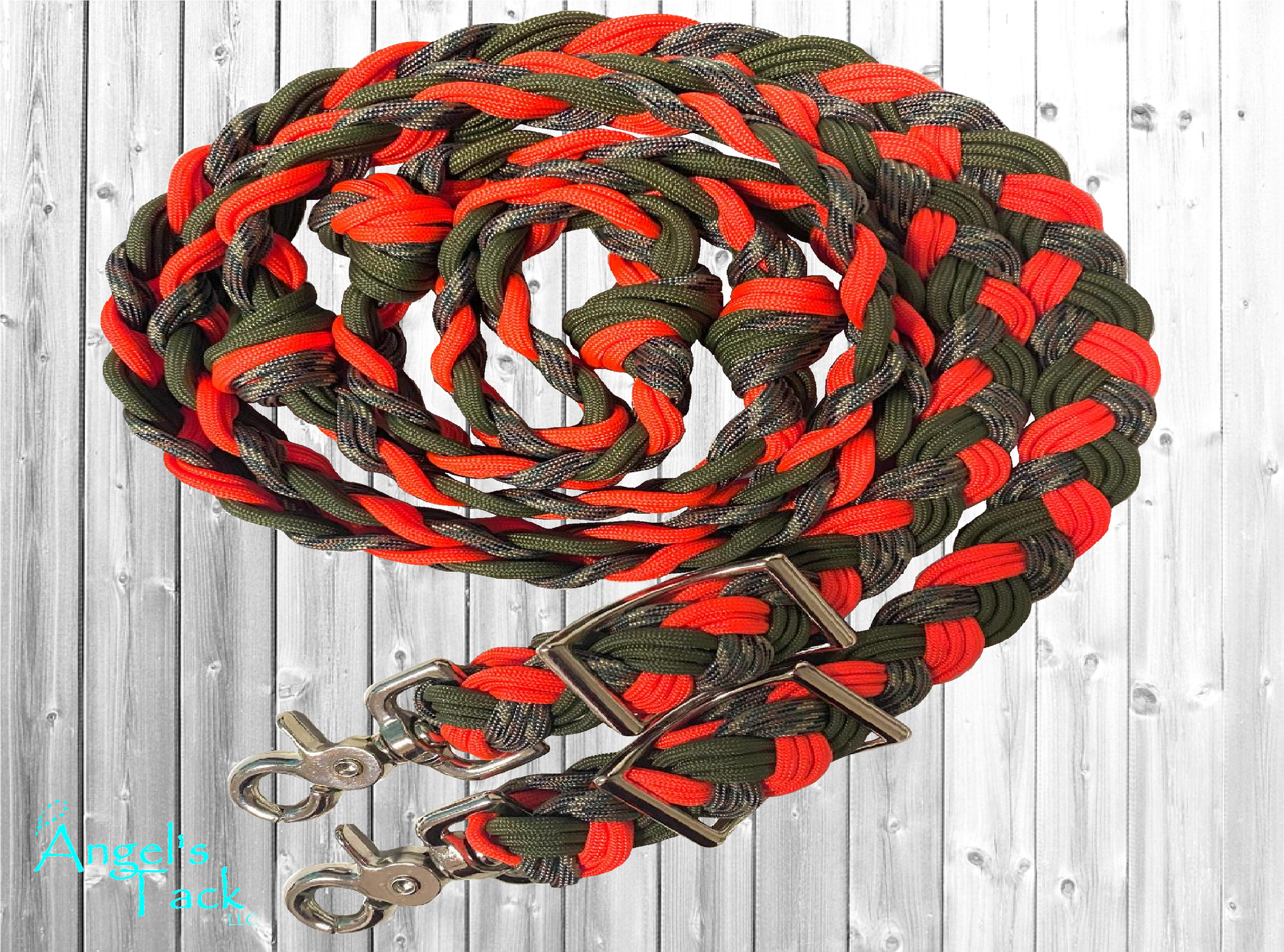 Neon orange camo barrel reins