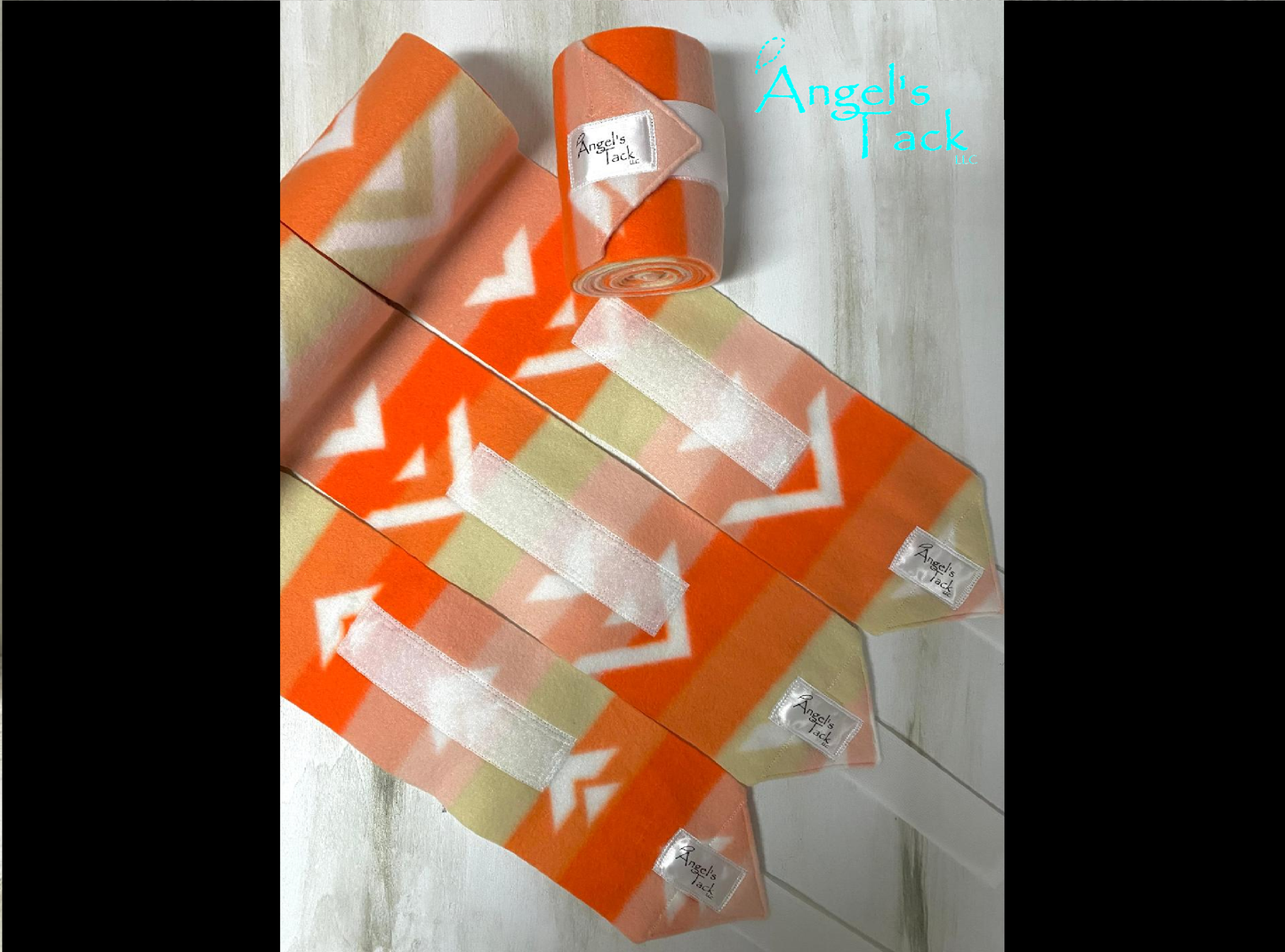 Orange arrow polo wraps, unrolled