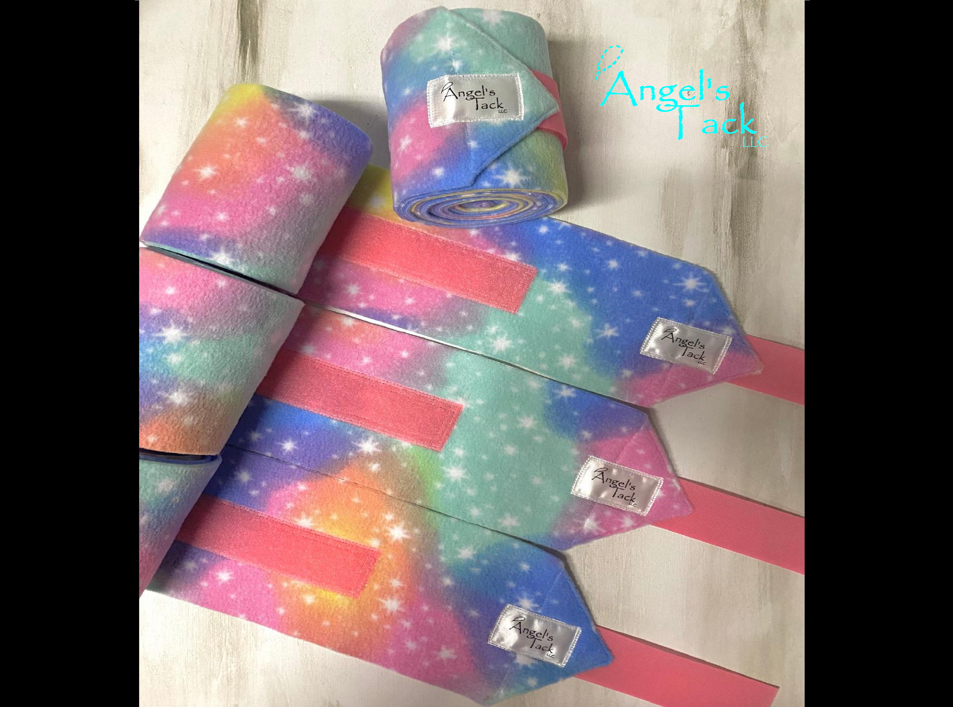 Pastel rainbow polo wraps, unrolled