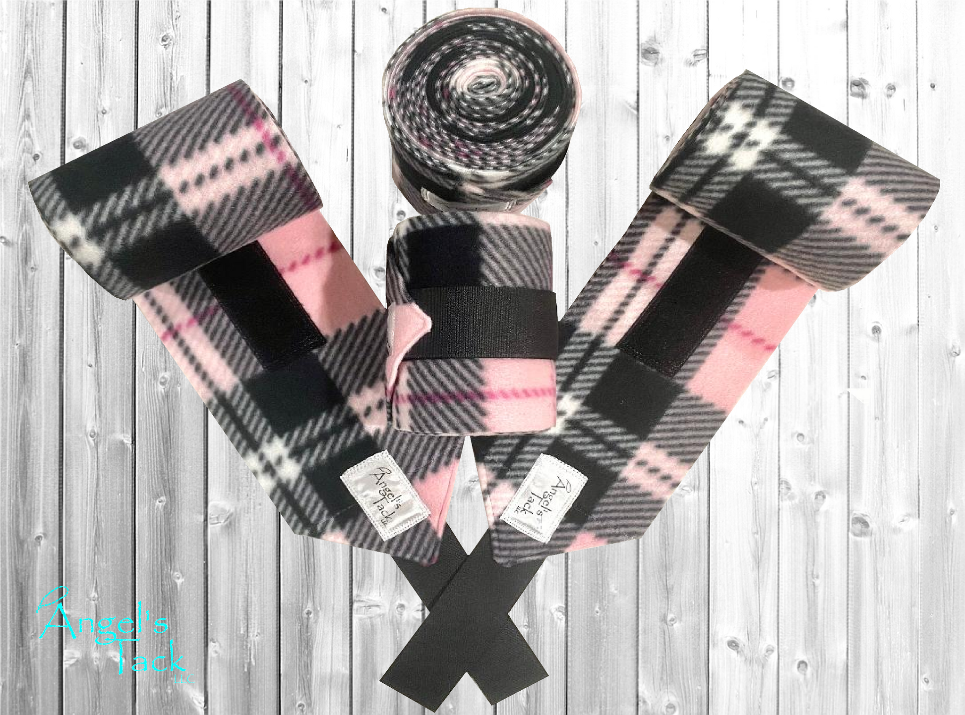 Pink and black plaid polo wraps