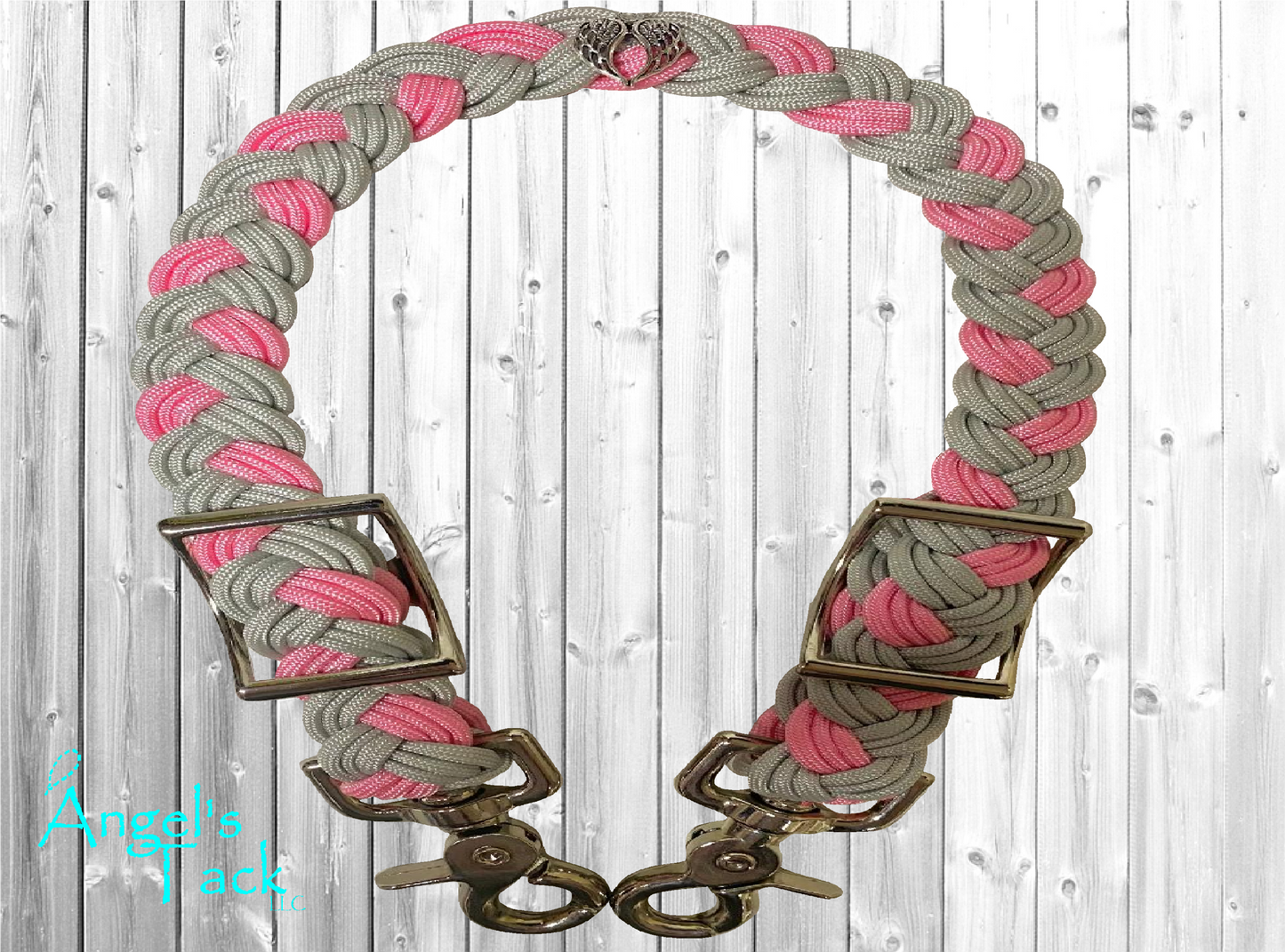 Pink and grey wither strap