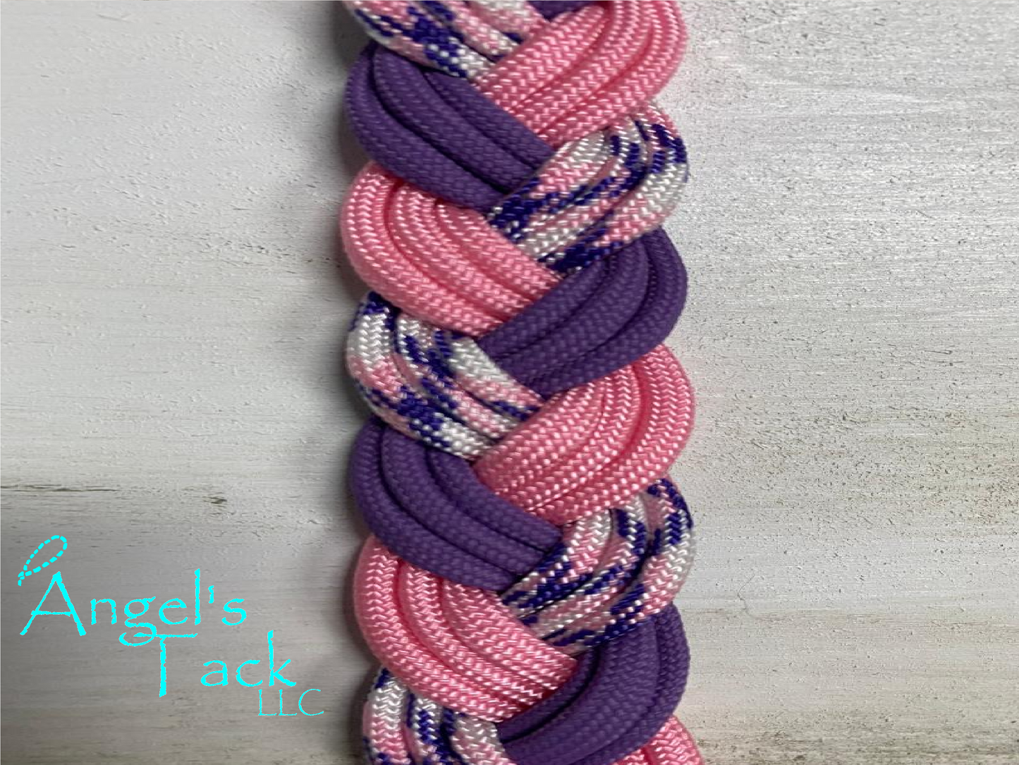 Pink and purple barrel reins, close up