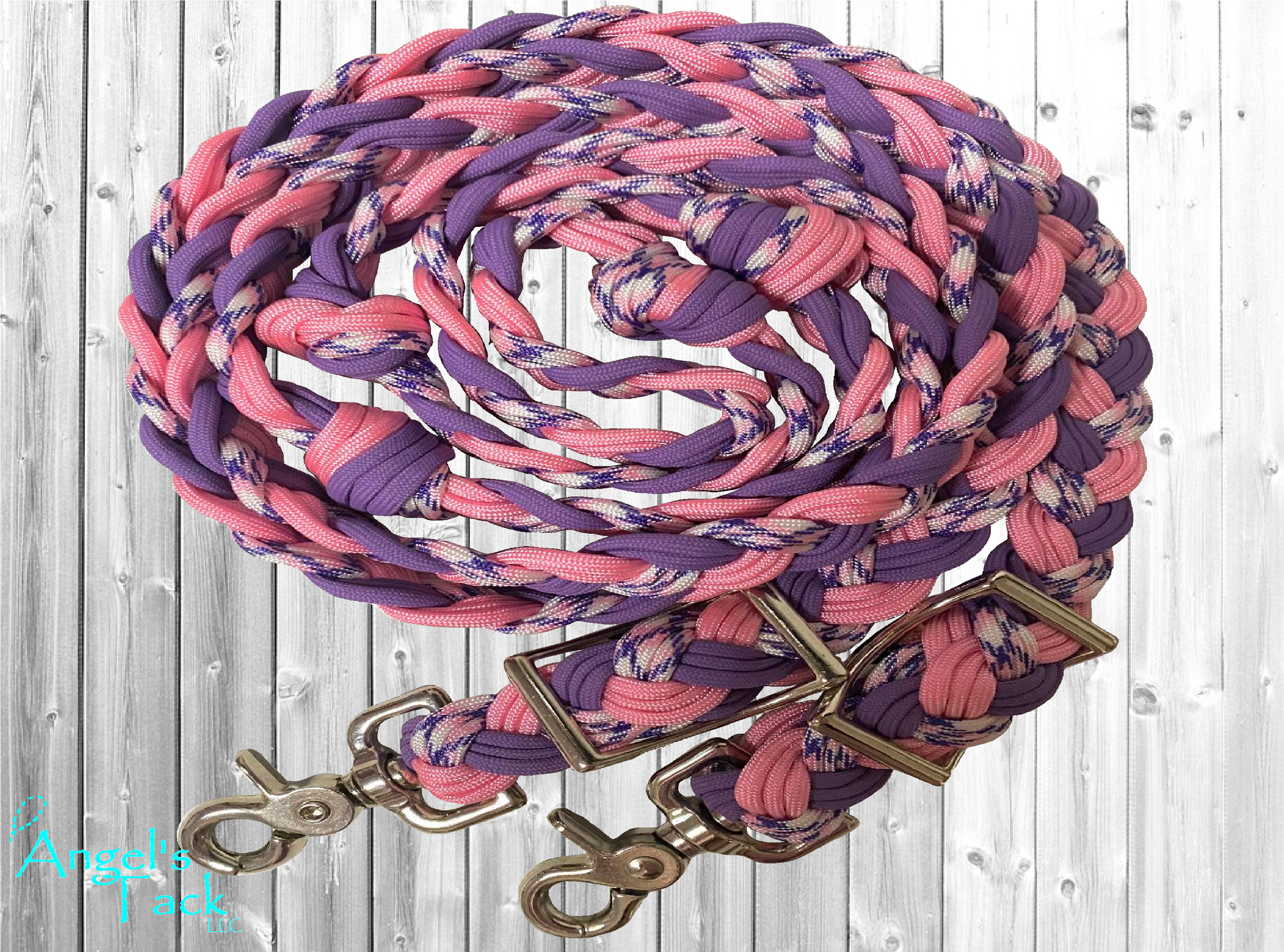 Pink and purple barrel reins