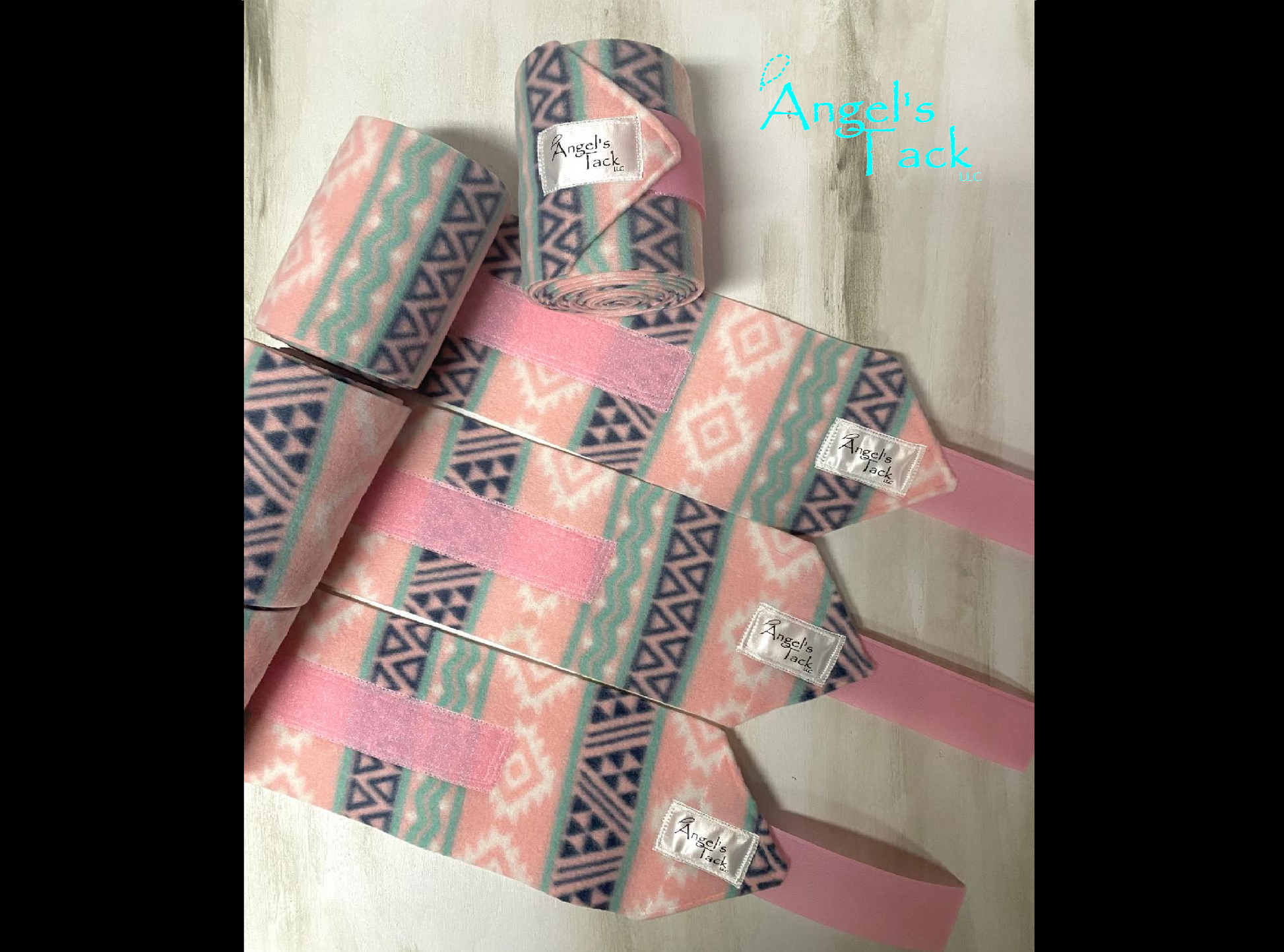 Pink southwestern polo wraps, unrolled
