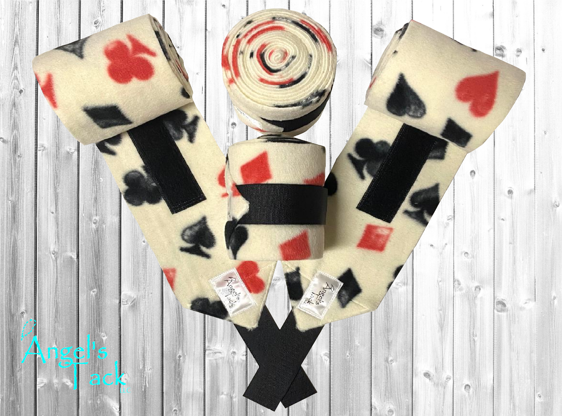 Heart and spade print horse polo wraps