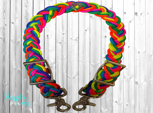 Rainbow braided paracord wither strap
