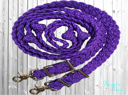 Purple glitter barrel reins