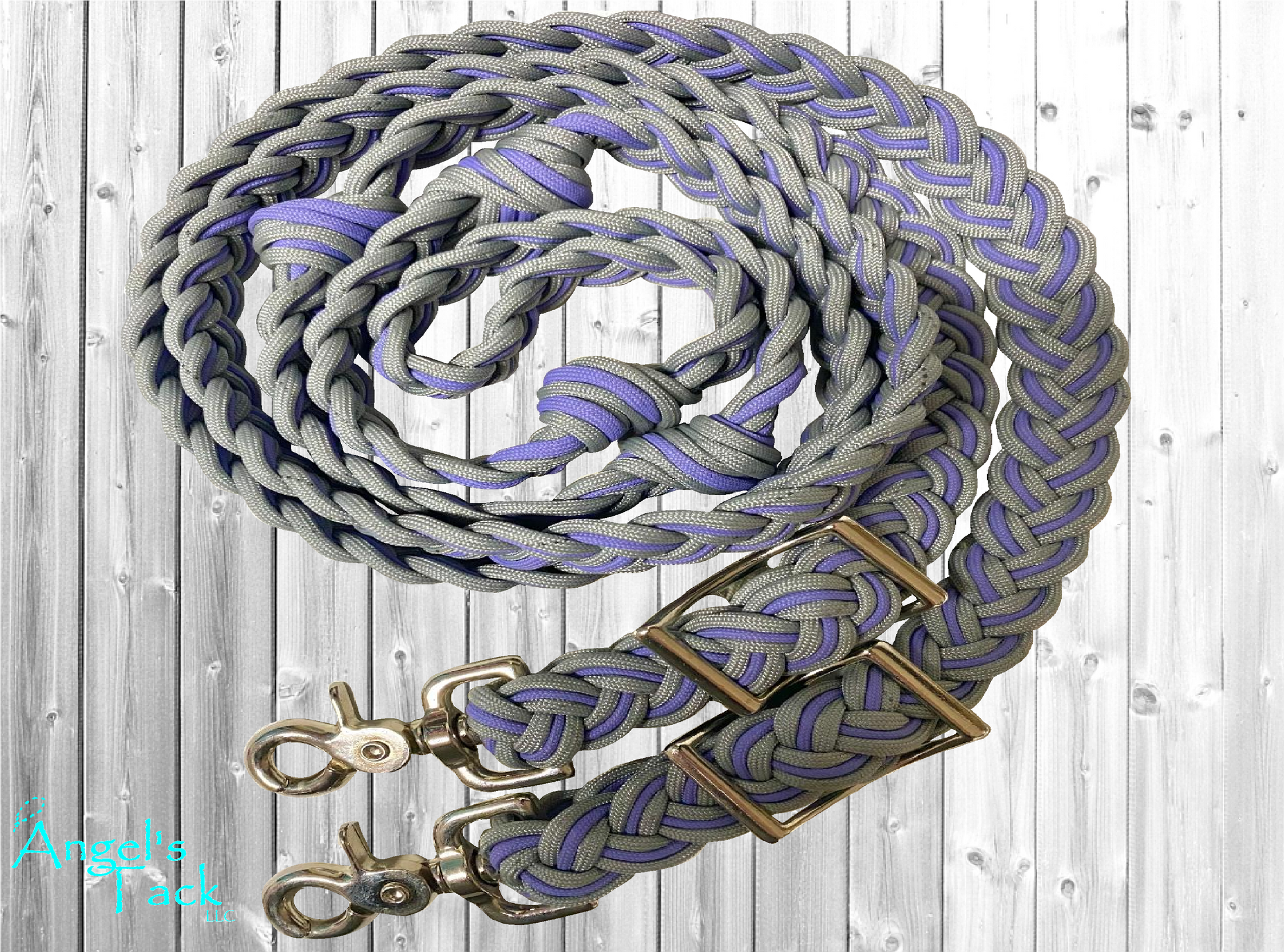 Purple and grey barrel reins