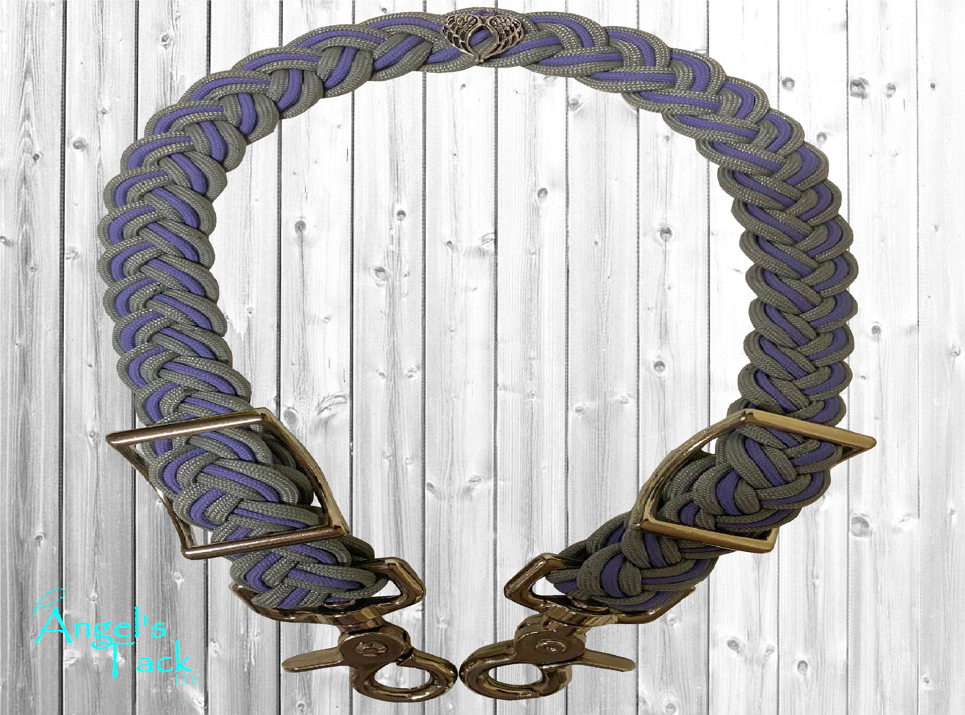 Purple and grey wither strap