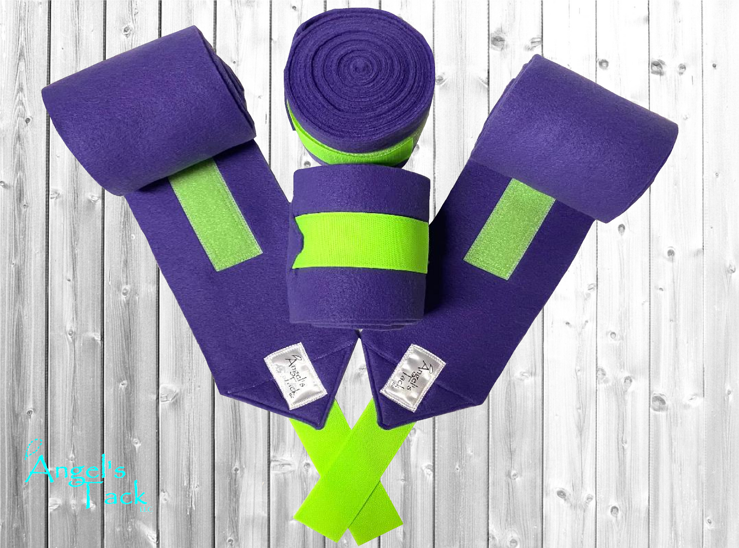 Purple and neon green polo wraps