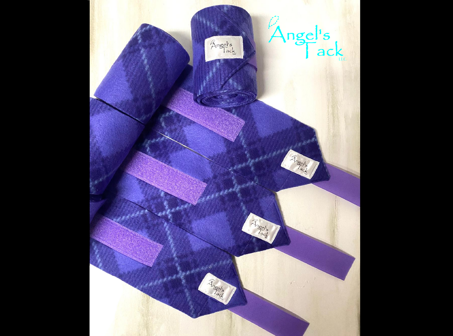 Purple plaid polo wraps, unrolled