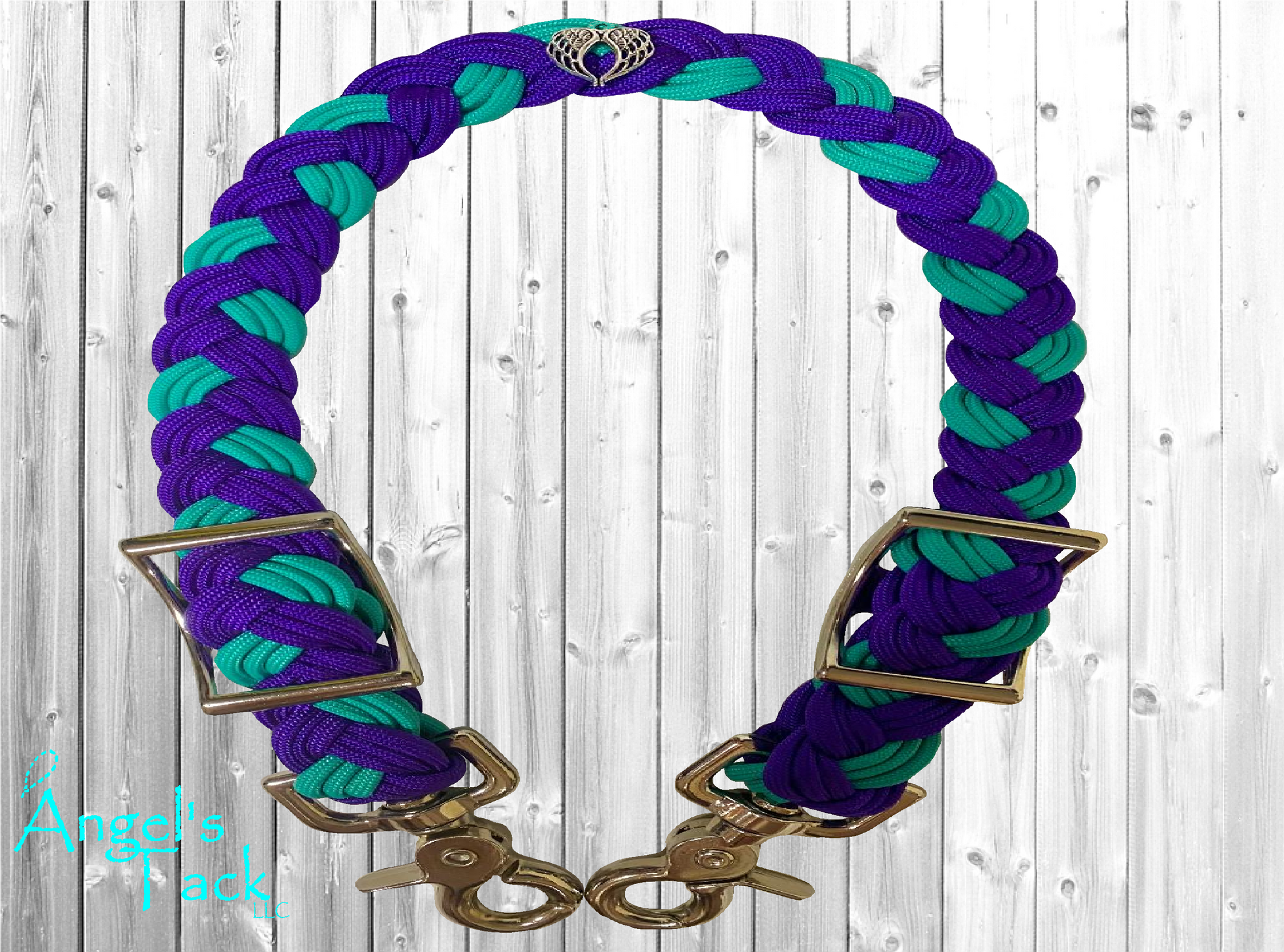 Purple and teal wither strap