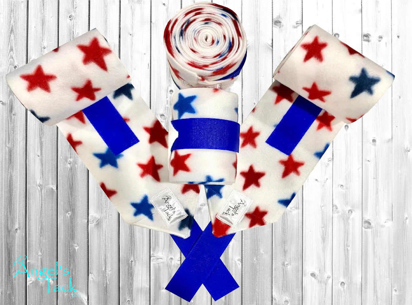 Patriotic star print horse polo wraps