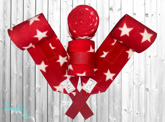 Red and white patriotic star print polo wraps