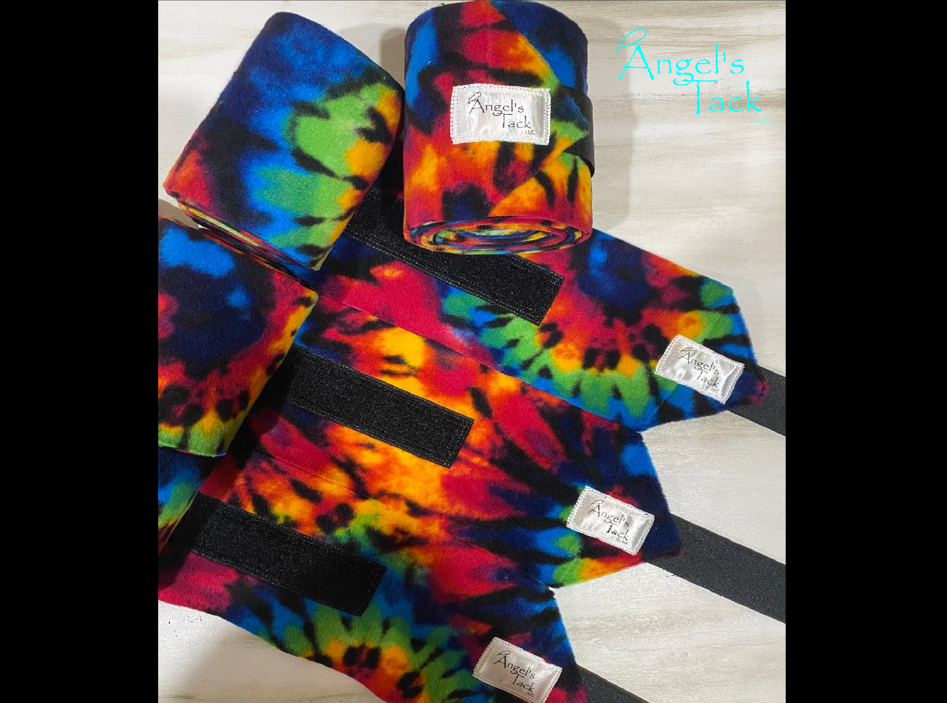 Tie dye polo wraps, unrolled