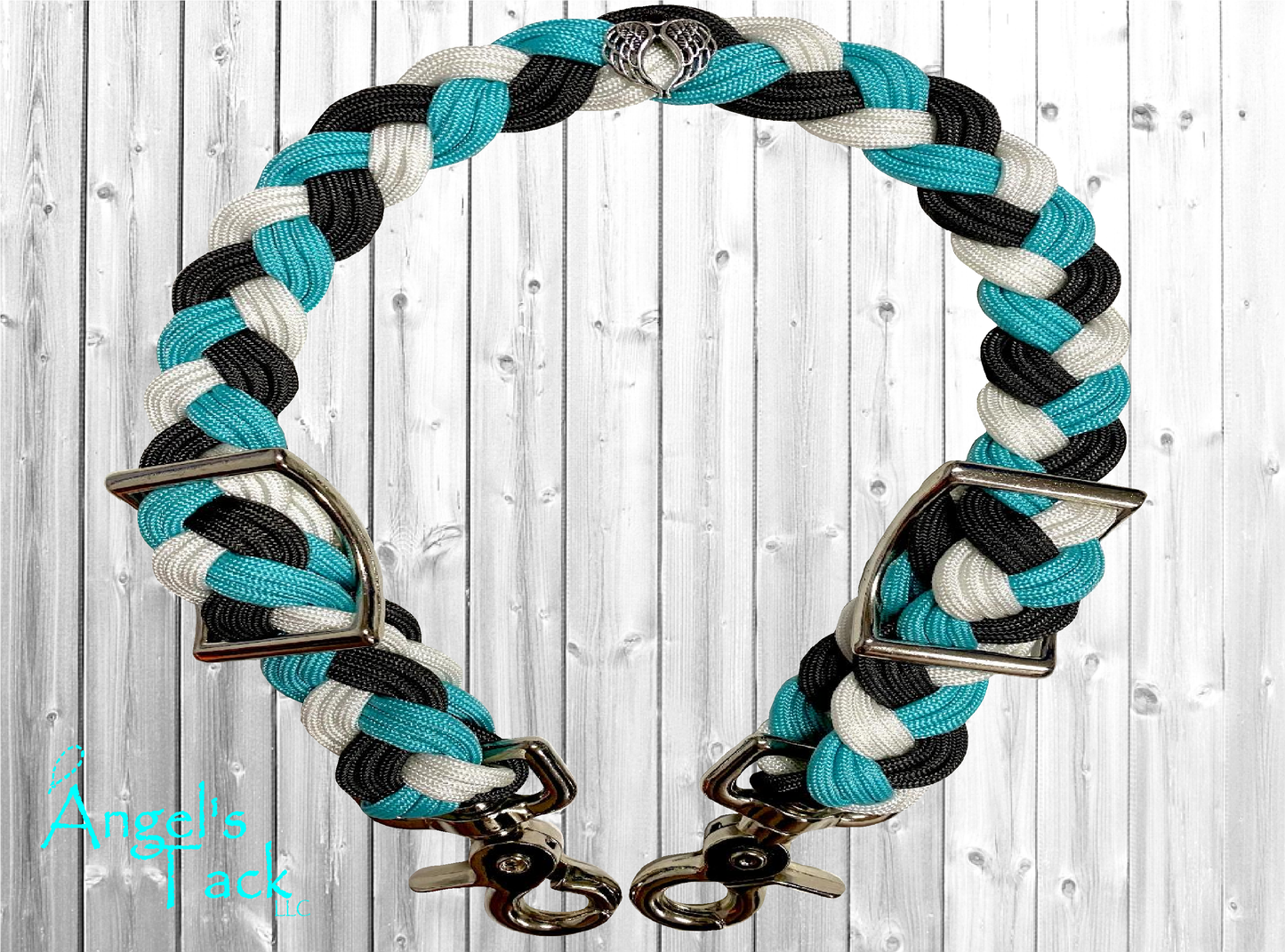 Turquoise grey and white wither strap