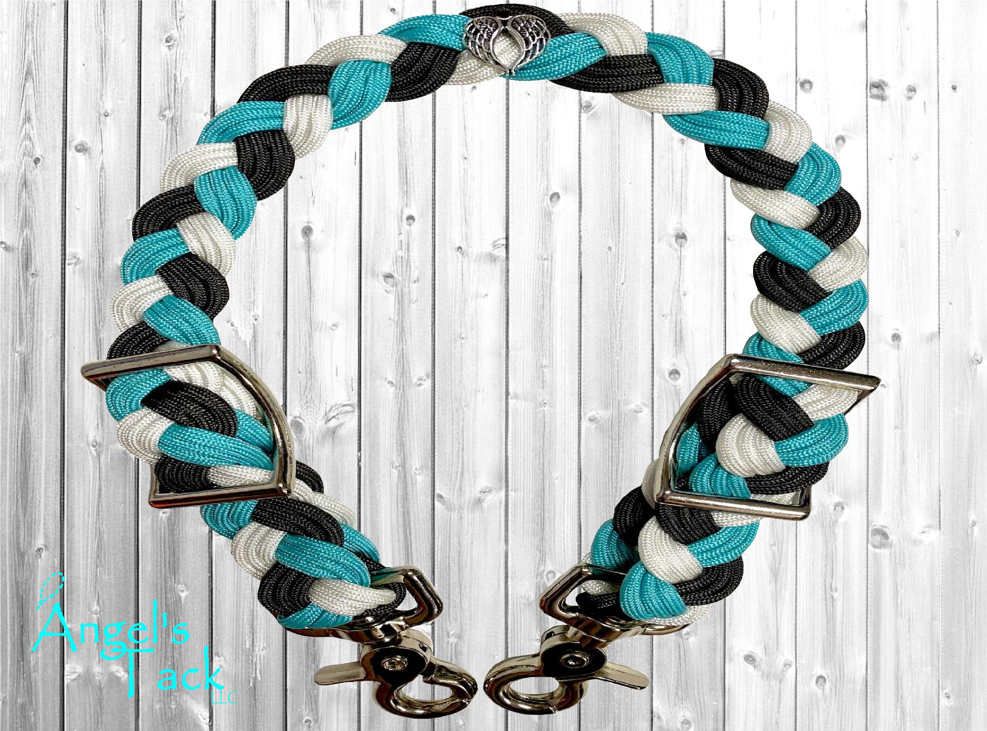 Turquoise grey and white wither strap