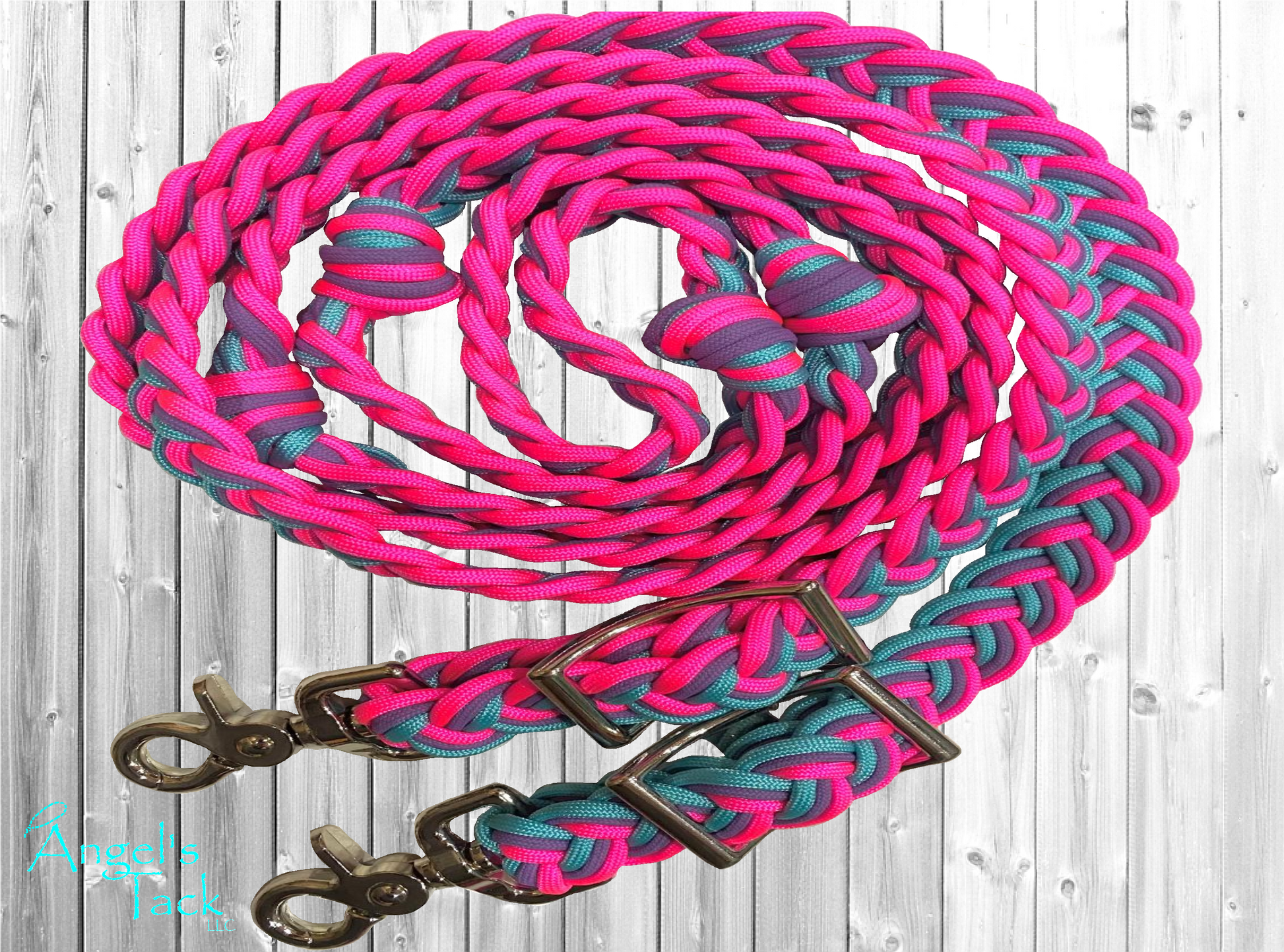 Turquoise hot pink and purple barrel reins