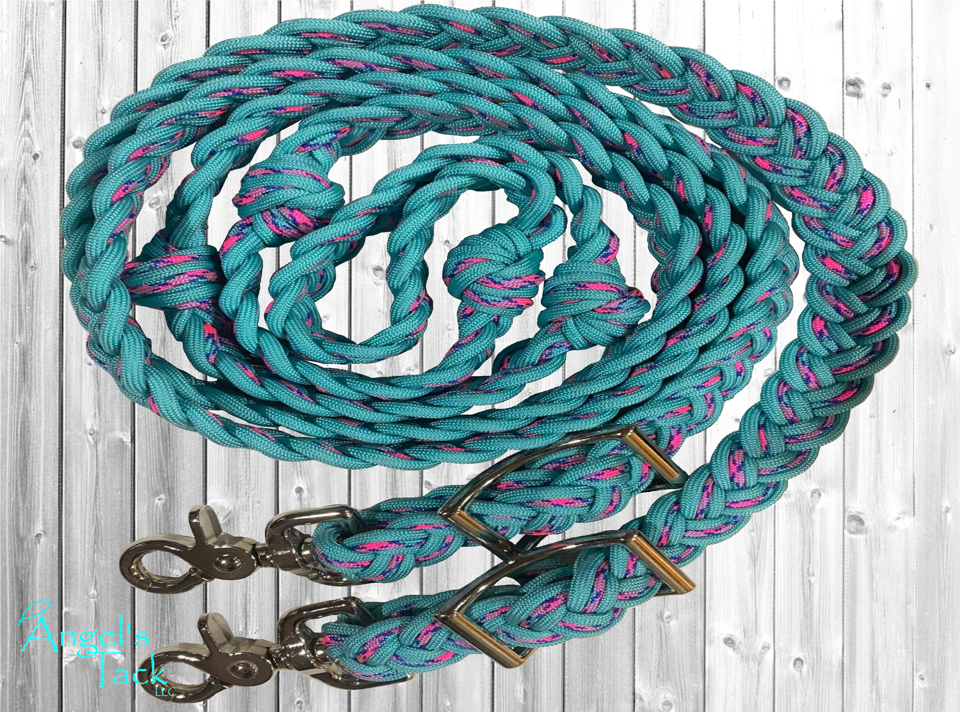 Turquoise and pink barrel reins
