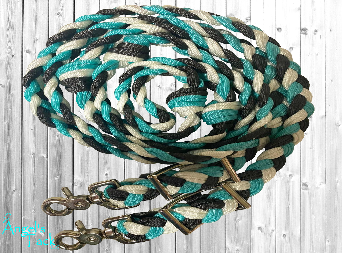 Turquoise grey and white barrel reins