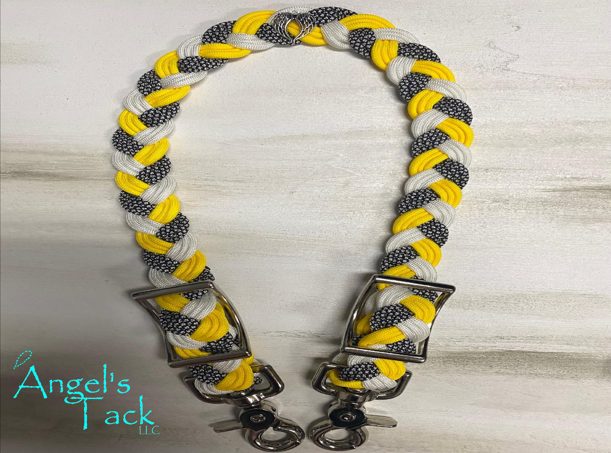 Yellow black and white wither strap